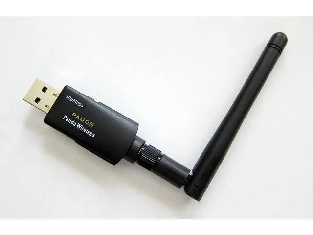 Panda Wireless PAU06 300Mbps Wireless N USB Adapter - w/High Gain Antenna - Win XP/Vista/7/8/10/11, Mint, Ubuntu, MX Linux, Manjaro, Fedora.