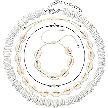 TKUAMIGO Puka Shell Necklace for Women Natural Pearl Choker Necklace Adjustable Seashell