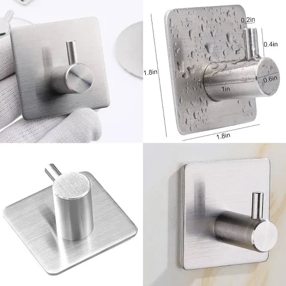 Adhesive Hooks, Door Hooks Heavy Duty Towel Hooks Stick on Wall Waterproof Stain