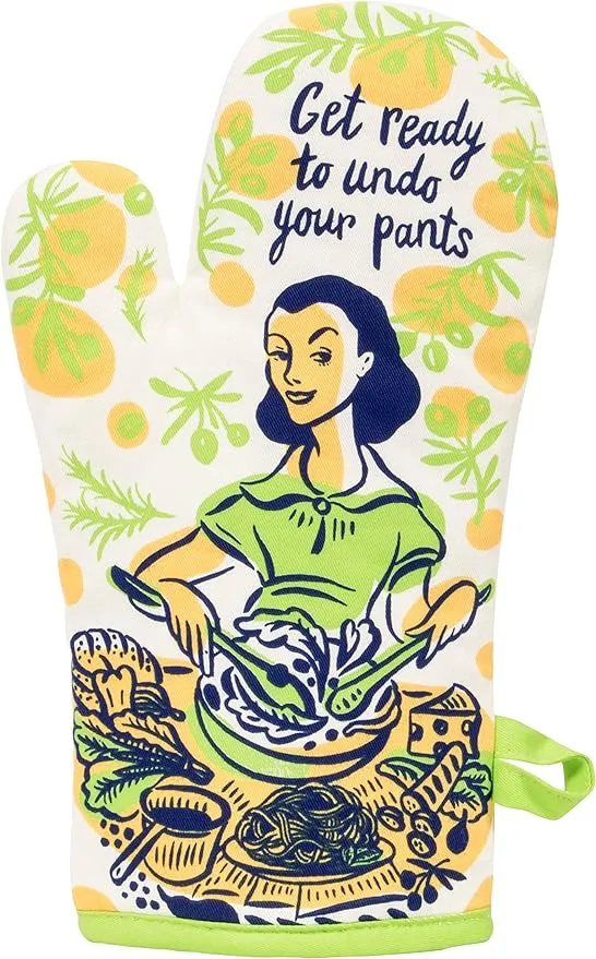 Blue Q Oven Mitt, Get Ready to Undo Your Pants. Super-Insulated Quilting, Natural-Fitting Shape, 100% Cotton