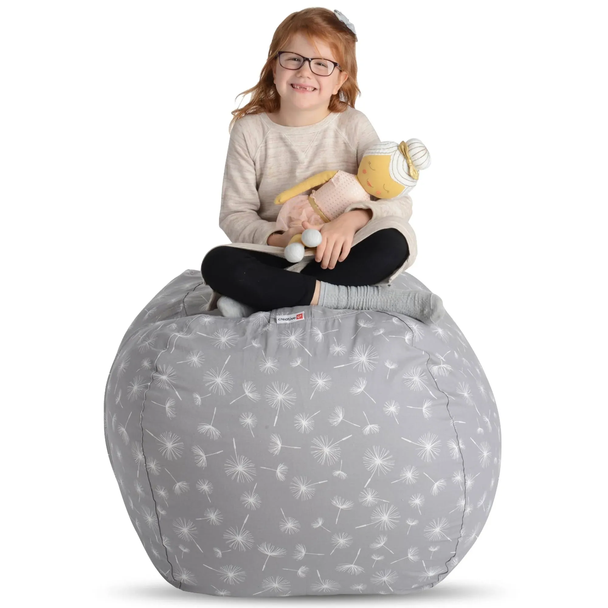 Stuff ’n Sit XL 38’’ Bean Bag Storage for Stuffed Toys, Gray Dandelion