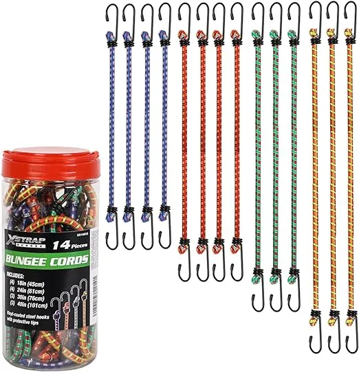 14 Pieces Standard Bungee Kit - Includes 18”, 24”, 30”, 40” Bungee Cords with...