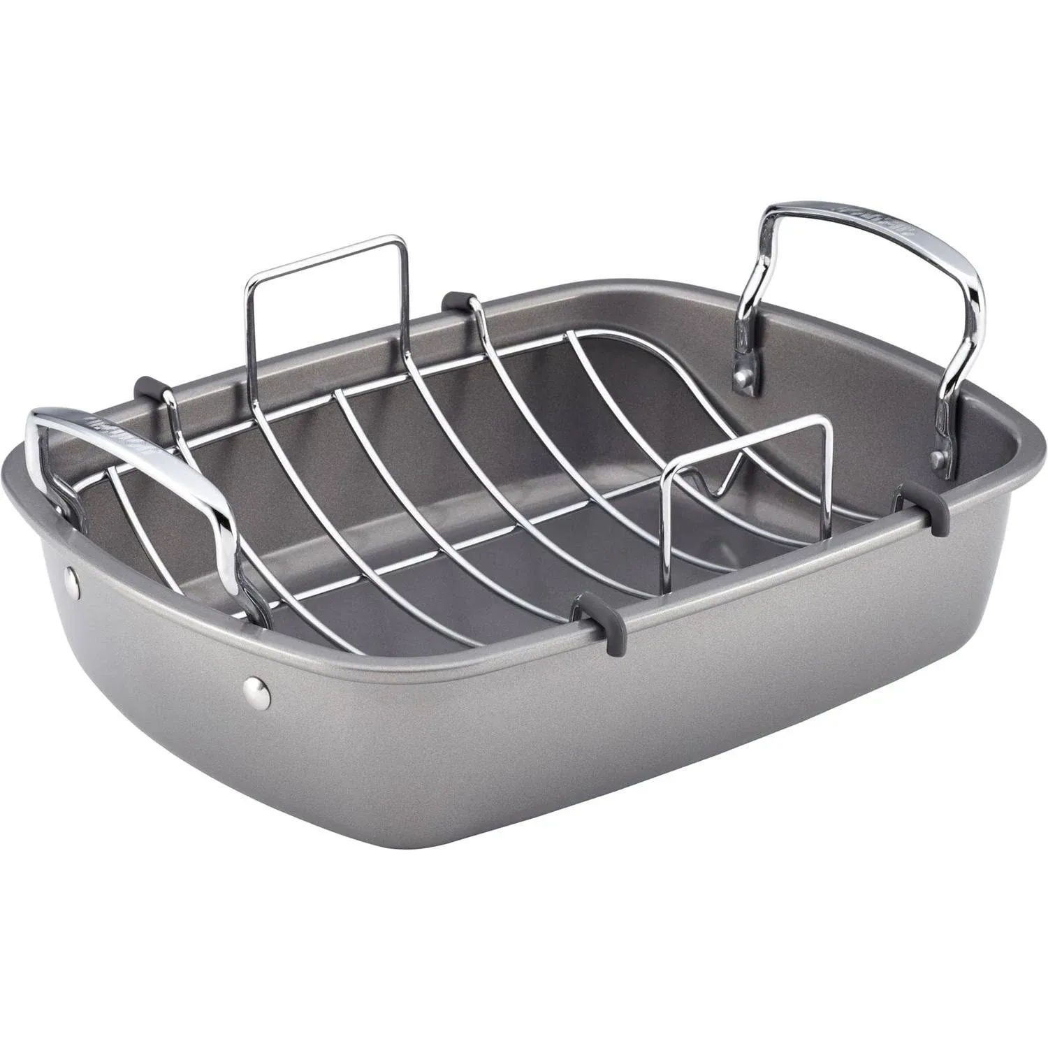 Circulon Nonstick Roasting Pan / Roaster with Rack - 17 Inch X 13 Inch, Gray