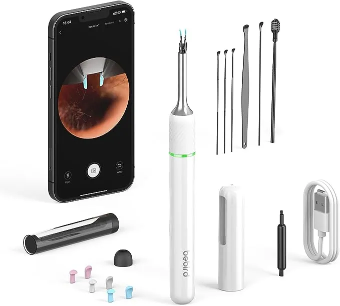 Ear Wax Removal, 1080P Ear Otoscope, Wireless Ear Wax Remover Tool, Ear Camera with 6 LED Lights Compatible with iPhone, iPad & Android