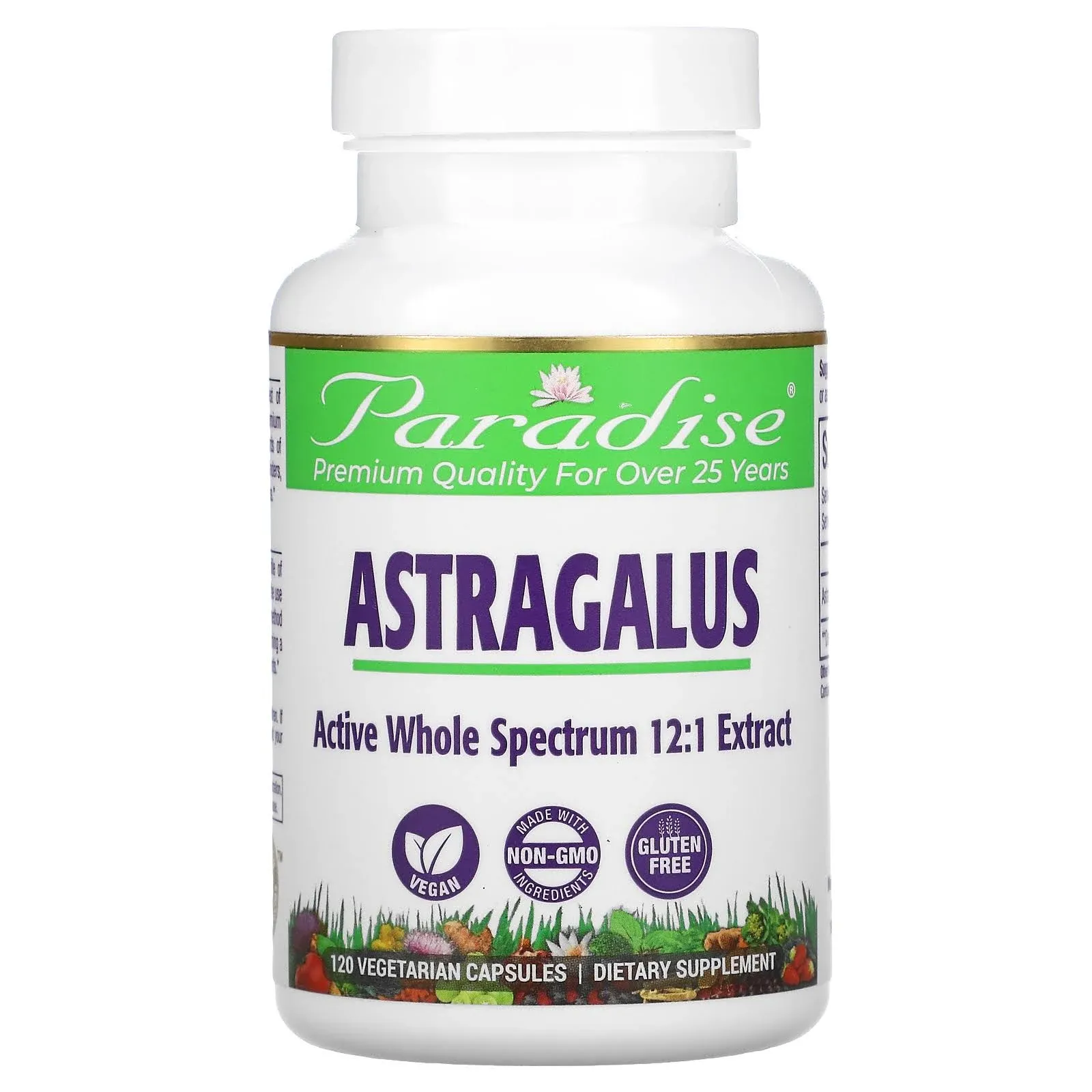 Paradise Herbs - Astragalus - 120 Vegetarian Capsules