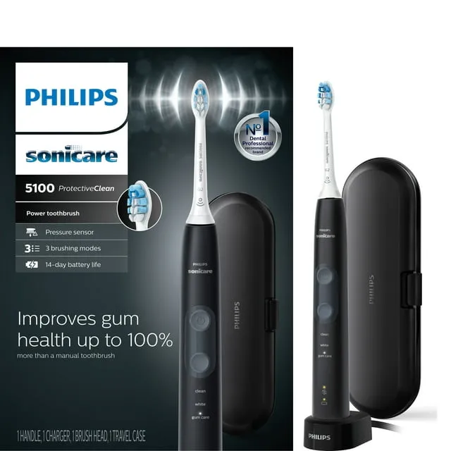 Philips Sonicare ProtectiveClean 5100 Gum Health, Rechargeable Electric Power Toothbrush, Black, HX6850/60