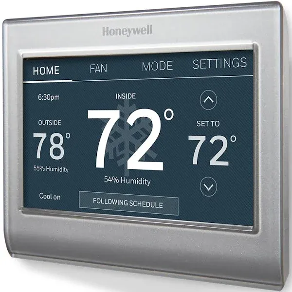 Honeywell Home RTH9585WF Wi-Fi Smart Color Thermostat, 7 Day Programmable, Touch Screen, Energy Star, Alexa Ready, C-Wire Required, Not Compatible with Line Volt Heating Gray 