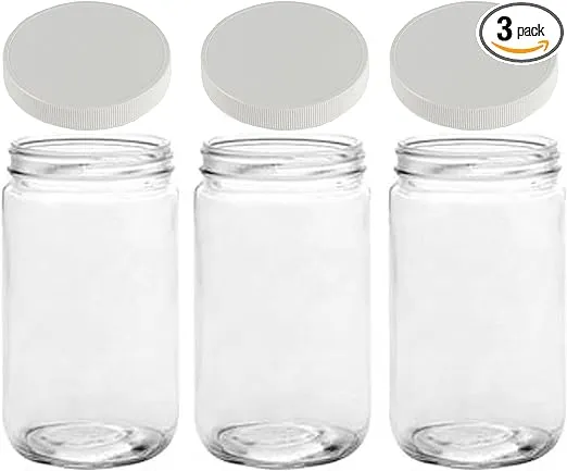 Glass Storage Jars (Set of 3), Size: White