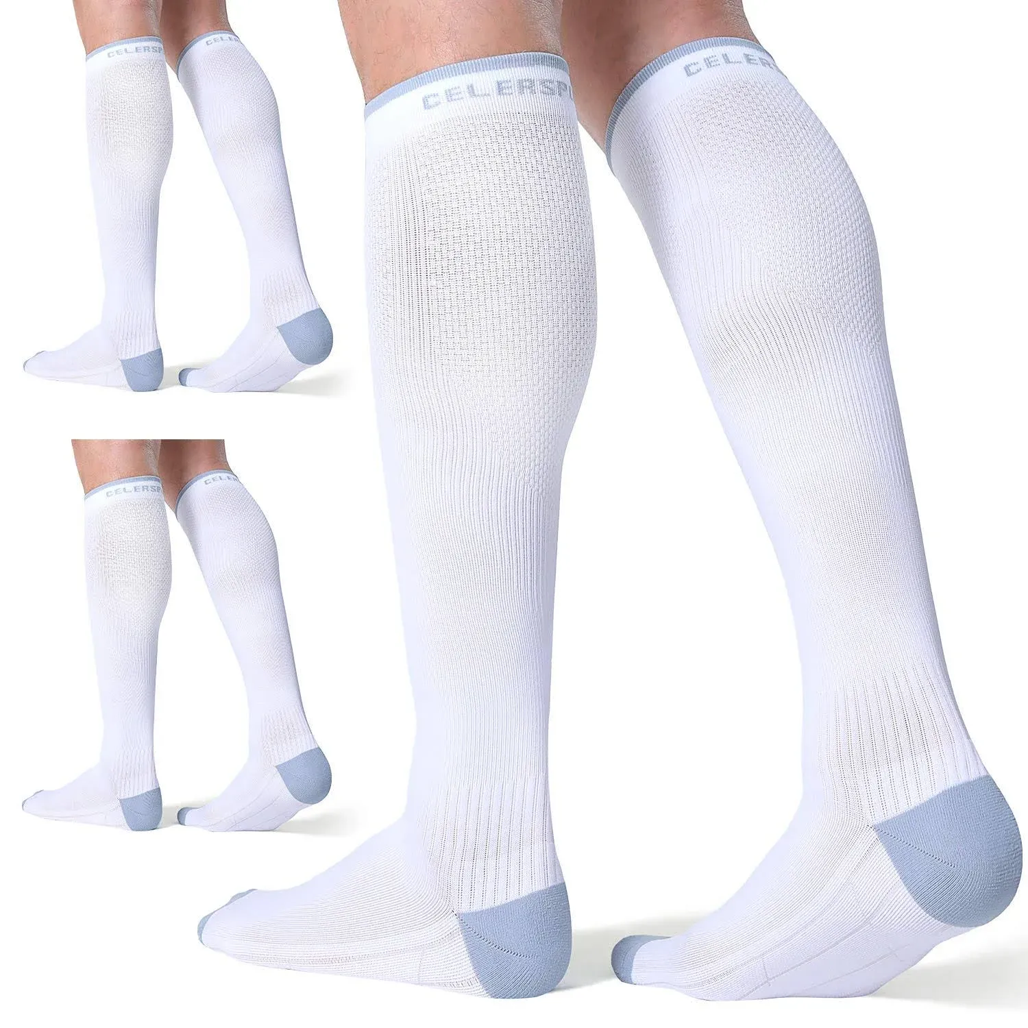 CelerSport 3 Pairs Compression Socks for Men and Women 20-30 mmHg Running Support Socks