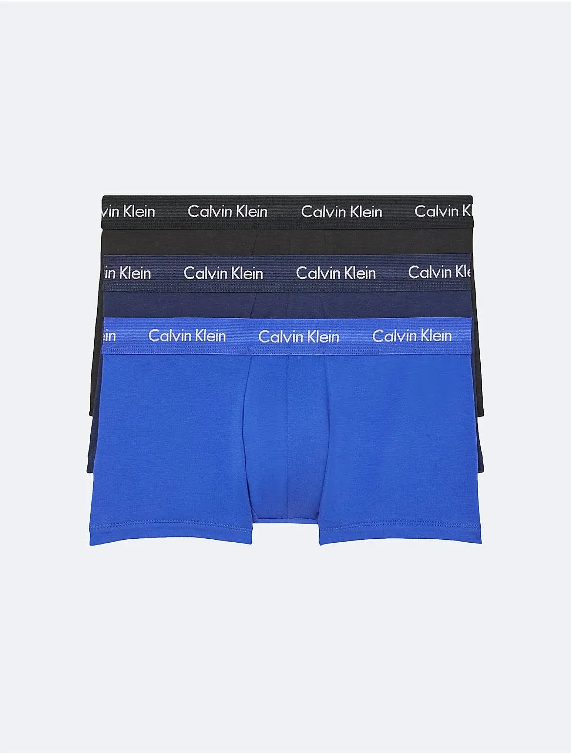 CALVIN KLEIN 3 Pack Cotton Stretch Blue Black Low Rise Trunk Underwear Mens 2XL