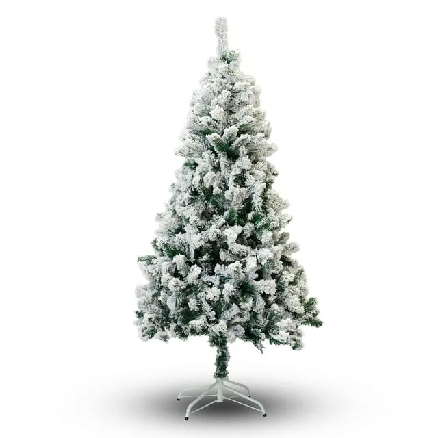 Perfect Holiday Christmas Tree, 7', Flocked Snow, Green