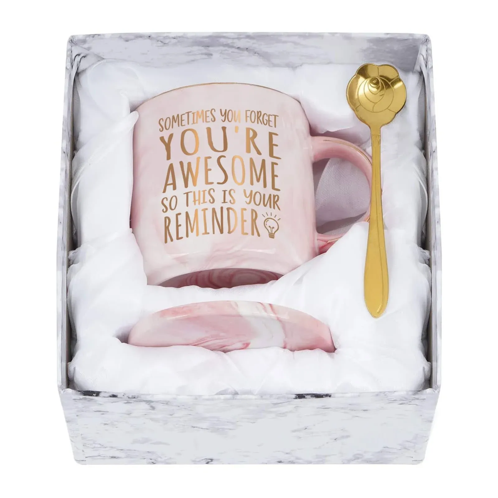 Thank You Gifts for Women, Sometimes You Forget You're Awesome Mug, Inspirational Encouragement Gifts for Women, Appreciation Congratulations Farewell Gifts for Her Women Coworkers Friends, 12 Oz Pink