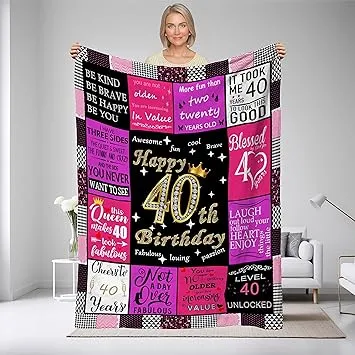 40th Birthday Blanket Gifts Women, 40 Year Old Birthday Gifts for Women-Happy 40th Birthday Gift Ideas for Her, 40th Birthday Decorations Throw Blanket-Gifts for Woman Turning 40 Funny (40th-birthday)