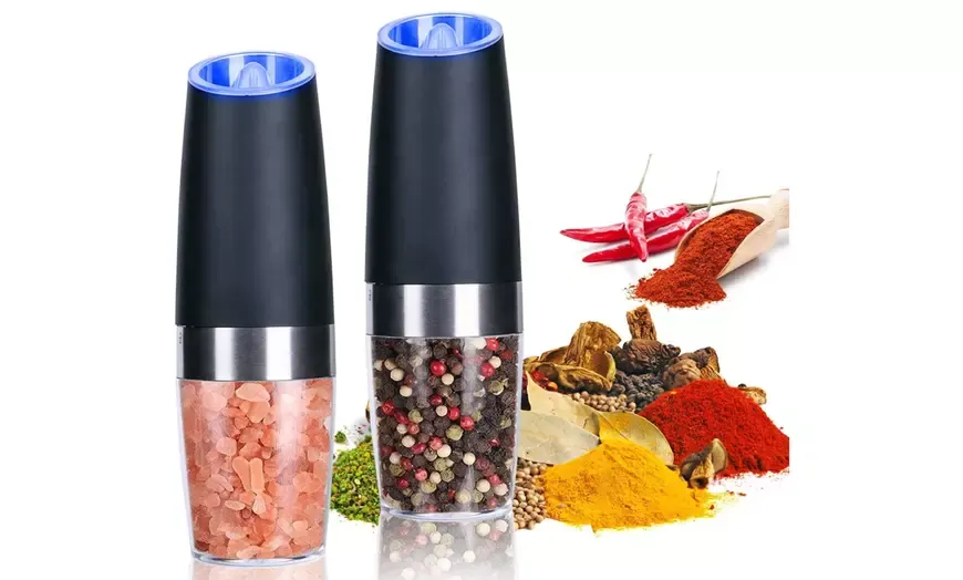 Electric Salt and Pepper Grinder Set - Automatic Salt and Pepper Grinder Set Rechargeable - Light Up Electronic Salt and Pepper Shakers with LED Light, Electric Pepper Grinder & Salt Grinder, Set of 2