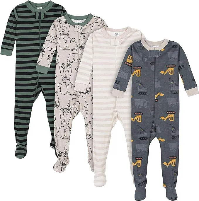 Gerber Baby & Toddler Boys Snug Fit Footed Cotton Pajamas 4-Pack