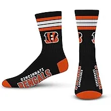 Cincinnati Bengals NFL 4-Stripe Deuce Crew Socks Large 10-13 FREE SHIP!