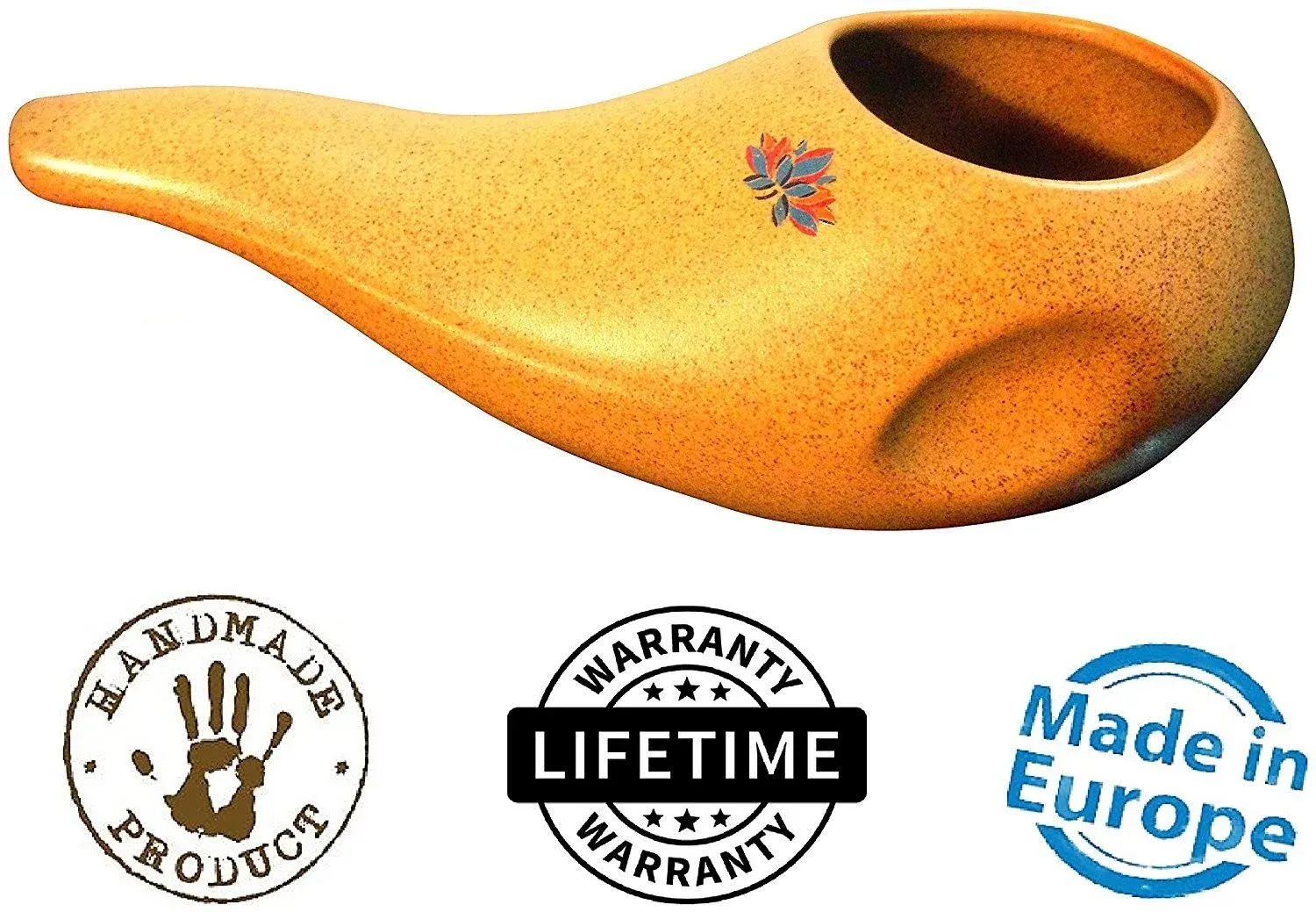 Ergonomically Designed Hand-made Ceramic Neti Pot, Clay Brown