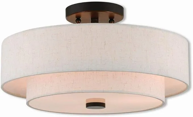 Livex Lighting Claremont 3 Light Semi-Flush Mount Ceiling Light