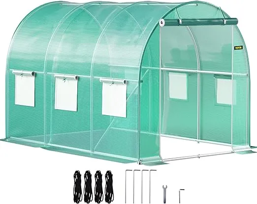 VEVOR Walk-in Tunnel Greenhouse 15 x 7 x 7 ft Portable Plant Hot House w/ Galvanized Steel Hoops