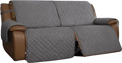 Easy-Going Oversized Loveseat Recliner Cover, Reversible Couch Cover for Double Recliner, Split Sofa Cover for Each Seat with Elastic Straps for Dogs, Pets(Oversized 2 Seater, Gray/Light Gray)