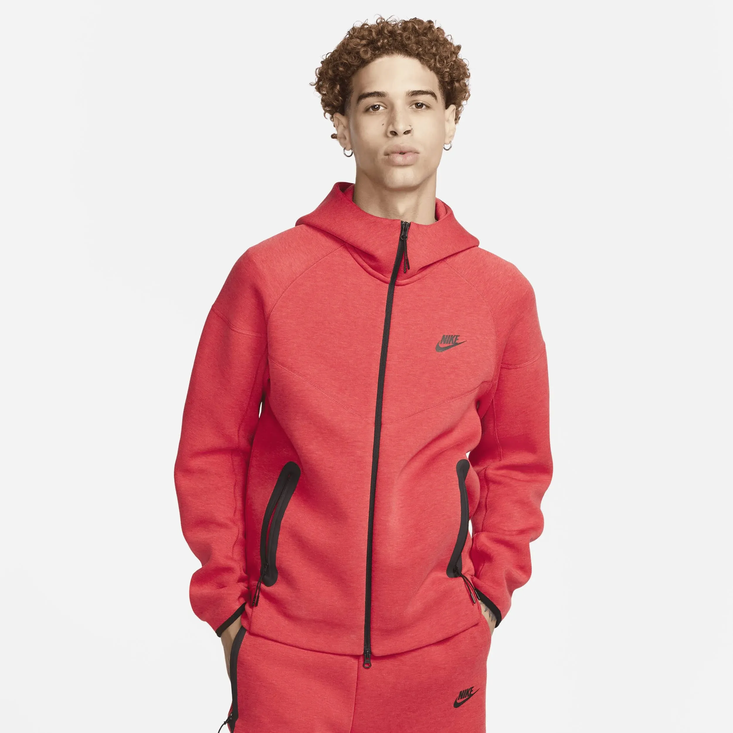 Nike Sportswear Tech Fleece Windrunner Men's Full-Zip Hoodie - Light University Red Heather/Black