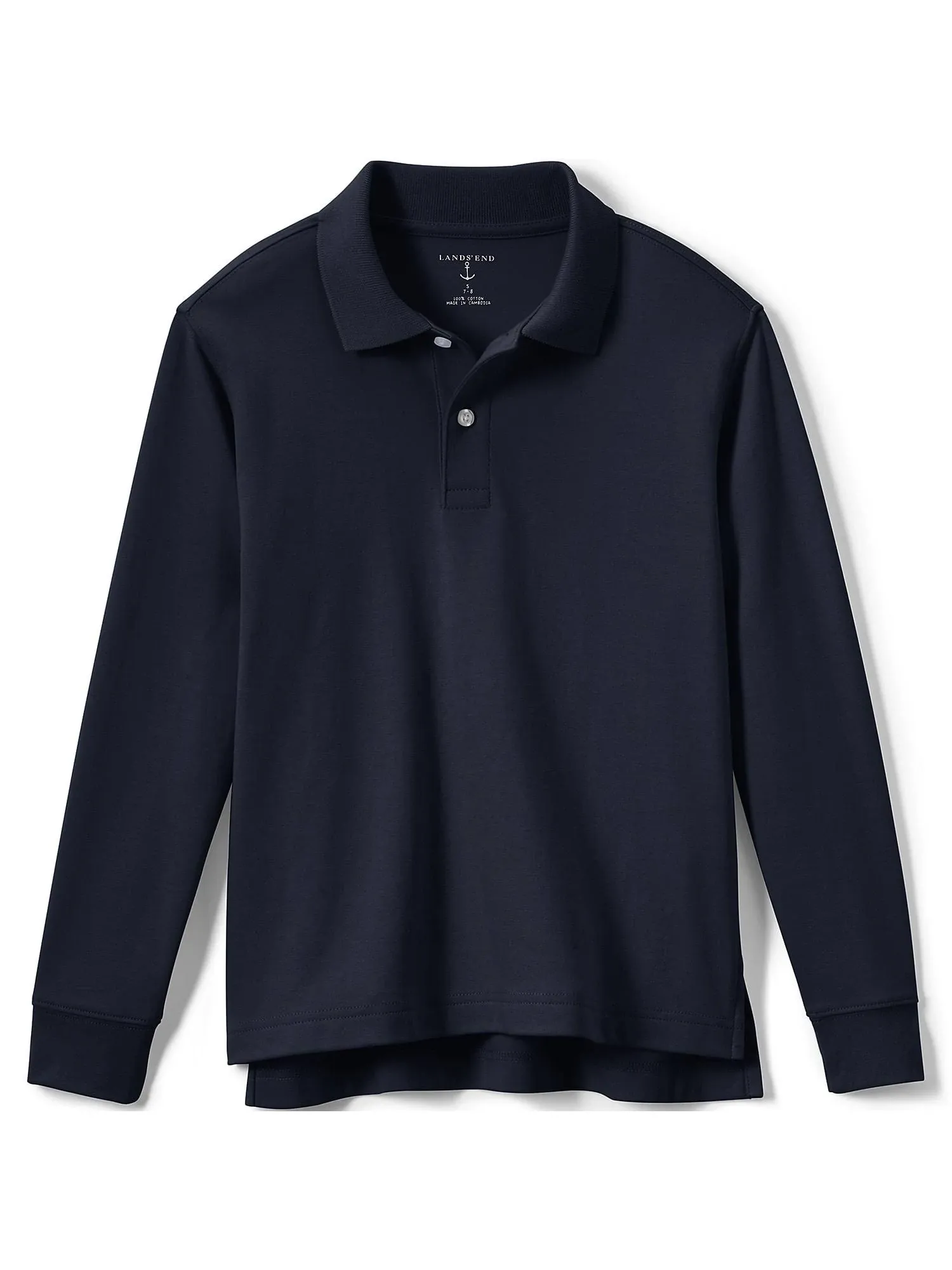 Kids Lands' End Long Sleeve Interlock Polo Shirt