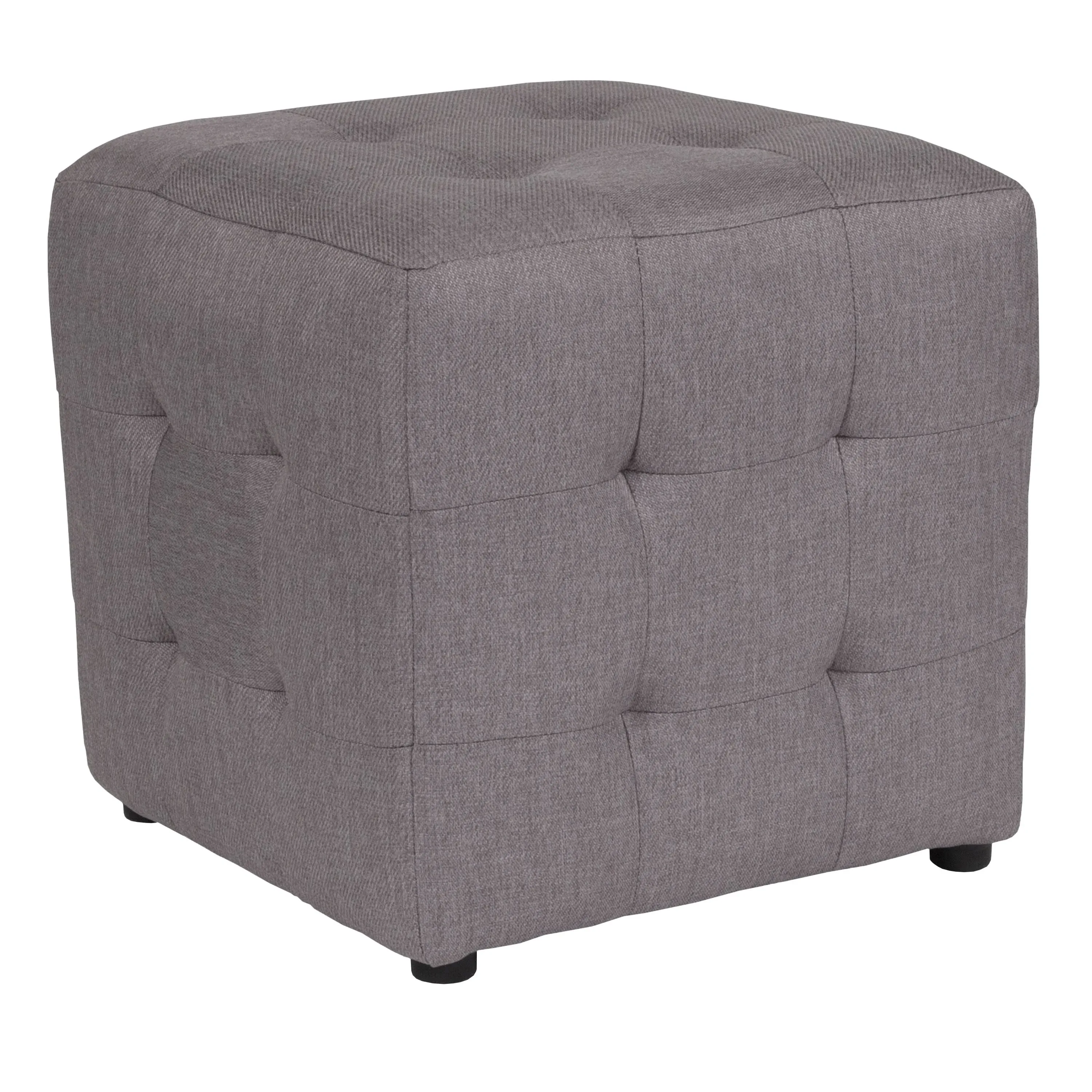 Avendale Tufted Upholstered Ottoman Pouf in - Dark Gray Fabric