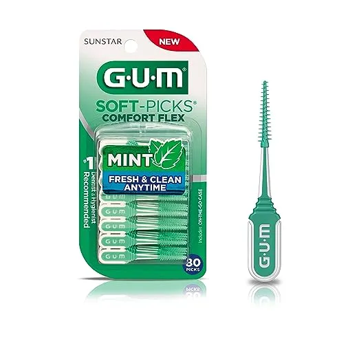 GUM Soft-Picks Comfort Flex, Easy to Use Dental Picks for Teeth Cleaning and Gum Health, Disposable Interdental Brushes with Convenient Carry Case, Dentist Recommended Dental Floss Picks, 80ctGUM Soft-Picks Comfort Flex, Easy to Use Dental Picks for…