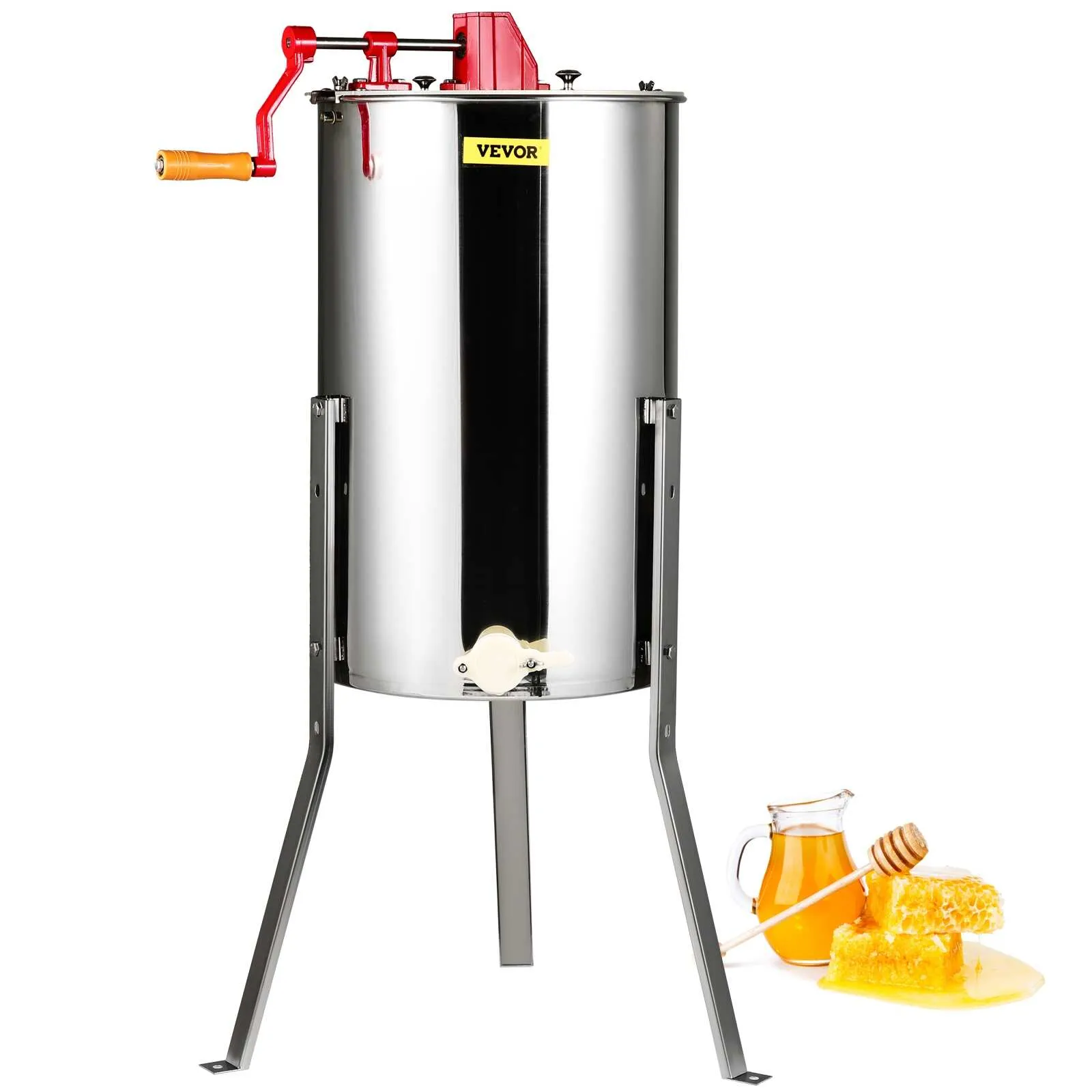 VEVOR Manual Honey Extractor 2/4 & 3 Frames Stainless Steel Beekeeping Centrifuge with Adjustable Stand Honeycomb Spinner