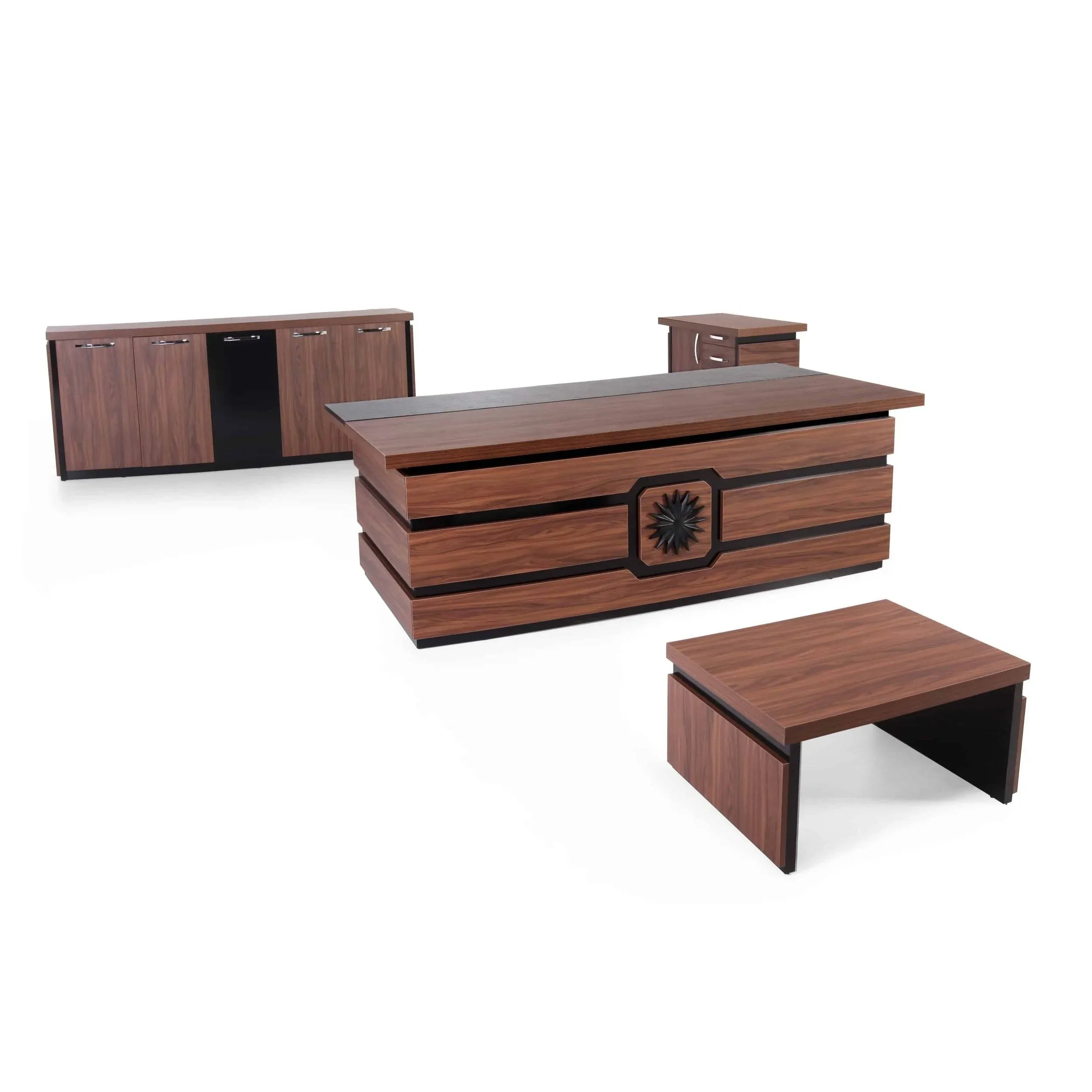 4 Piece Rectangular Executive Desk Office Set Casa Mare Exclusive Design