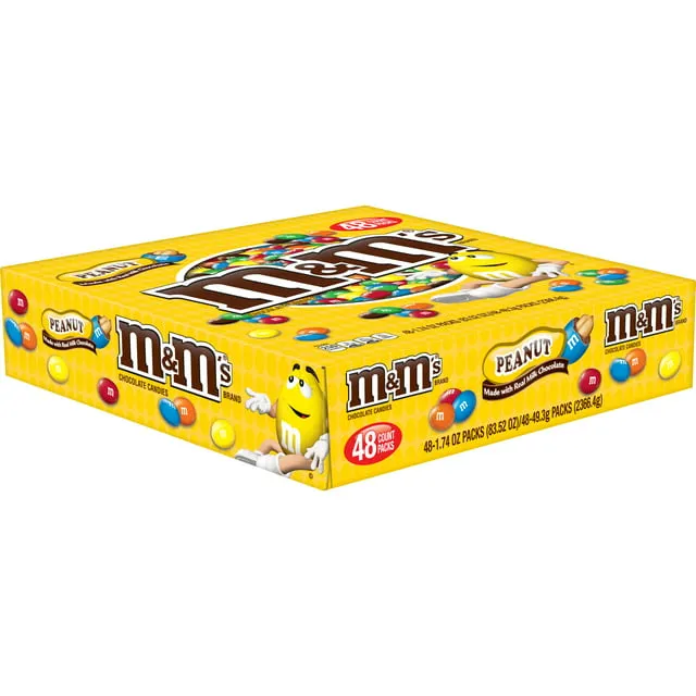 M & M Chocolate Candies, Peanut - 48 pack, 1.74 oz packs