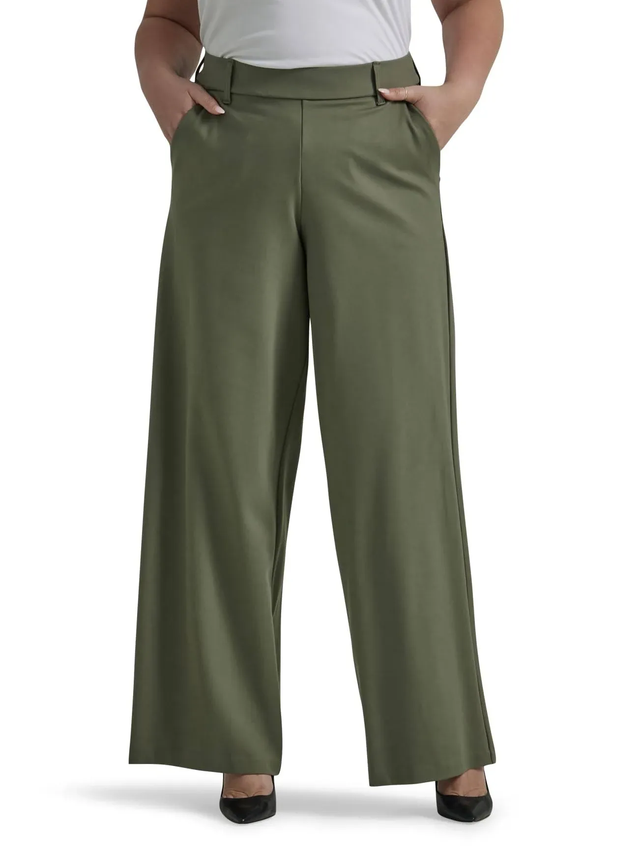 Ultra Lux Comfort Any Wear Wide Leg Pant:Olive Grove:18W:P | Women's Pants | Lee®