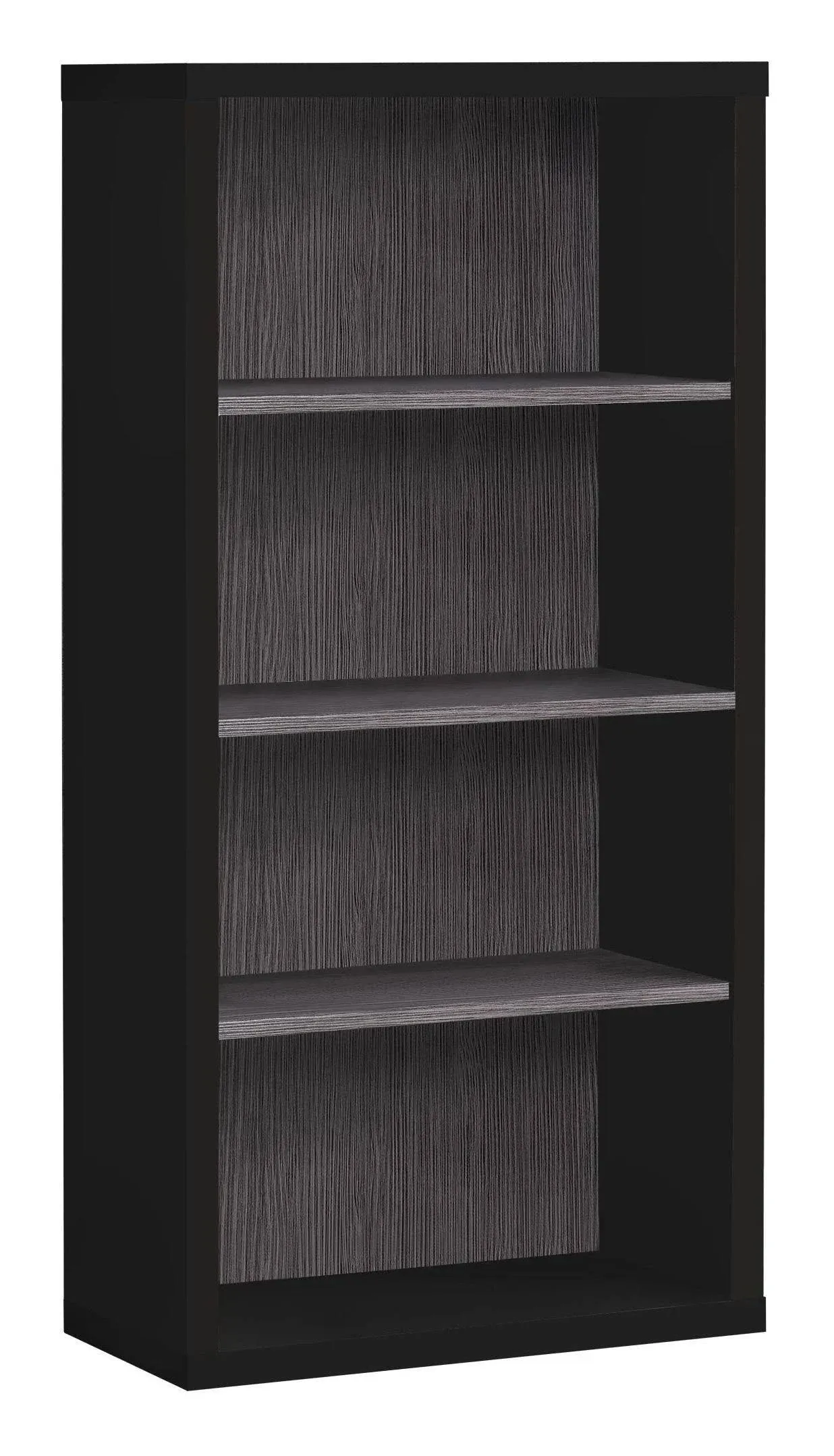 Bookshelf, Bookcase, Etagere, 5 Tier, 48"H, Office, Bedroom, Laminate, Black, Grey, Contemporary