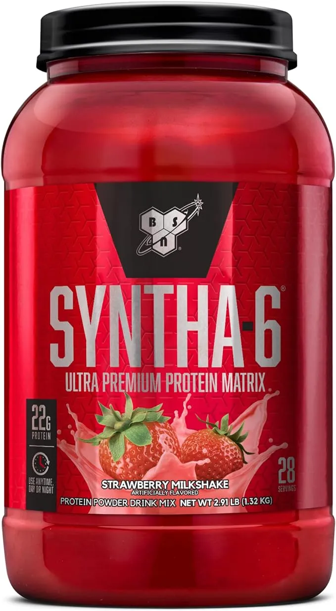 BSN SYNTHA-6 Whey Protein Powder, Strawberry Protein Powder with Micellar Cas...