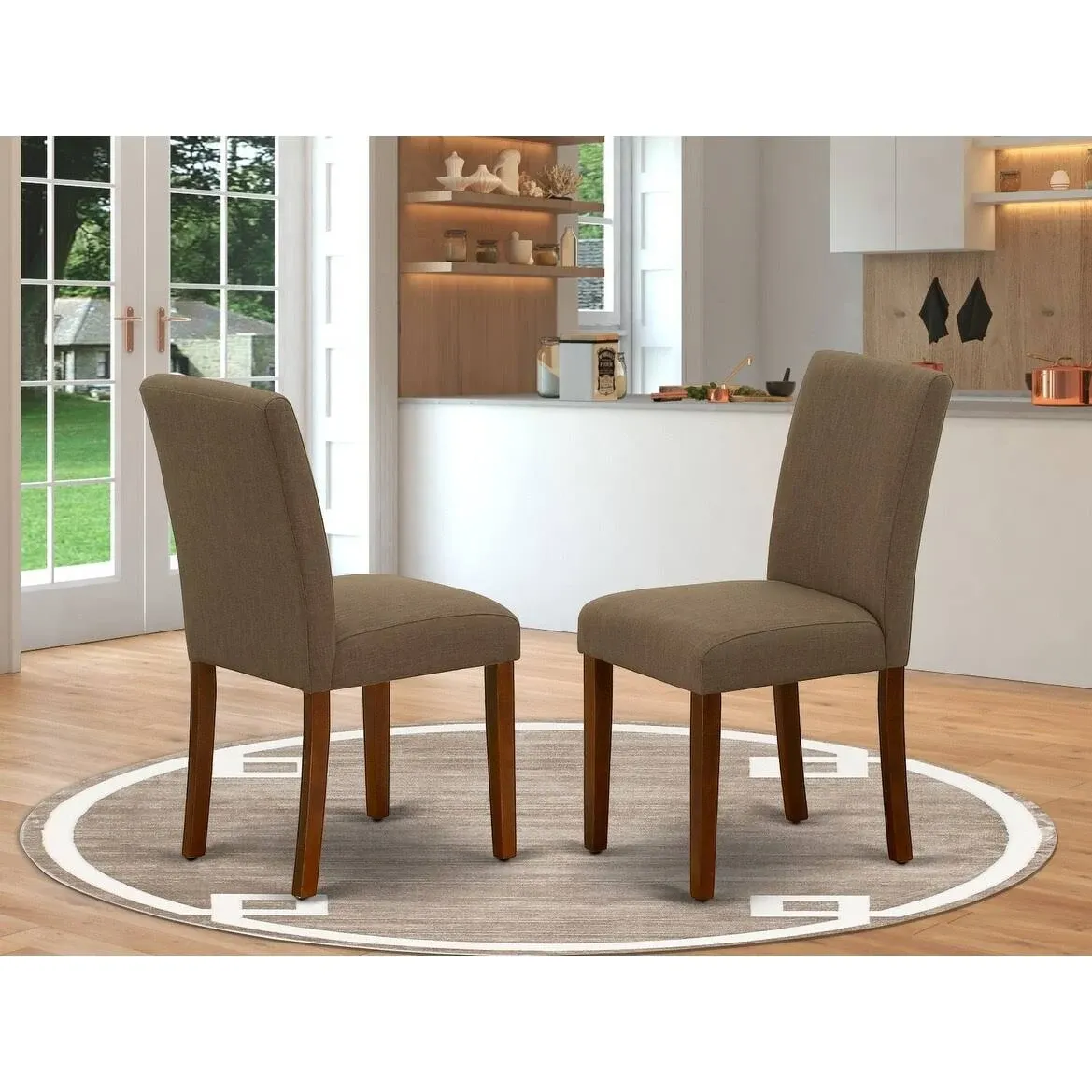 Abbott Parson Chair With Mahogany Leg and Linen Fabric Coffee, Set of 2 - Transitional - Dining Chairs - by GwG Outlet | Houzz