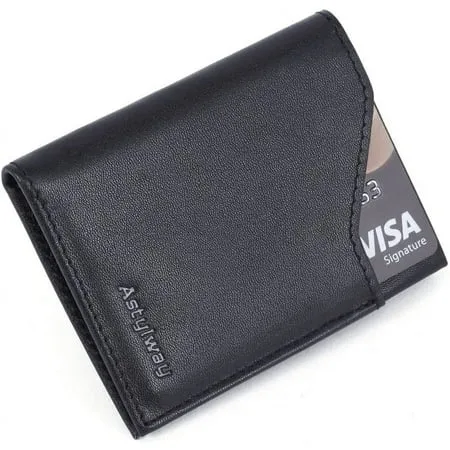 Black Front Pocket Wallet Slim for Men RFID Minimalist Wallets Credit Card Small Leather Wallet