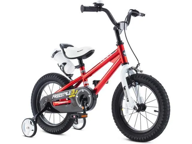 Royalbaby Freestyle Red 14 In. Kids Bike Boys and Girls Bike with Training wheels and Water Bottle