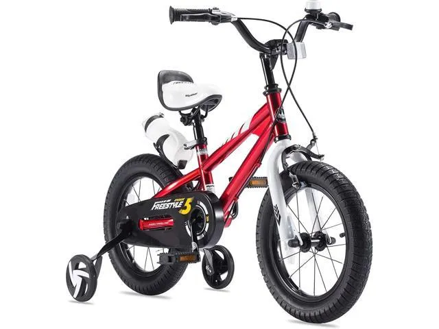 Royalbaby Boys Girls Kids Bike 16In BMX Freestyle Red 2 Hand Brakes Bicycles with Training Wheels and Kickstand