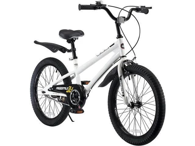 Royalbaby Freestyle Kids Bike 20 In. Girls and Boys Kids Bicycle White with Kickstand