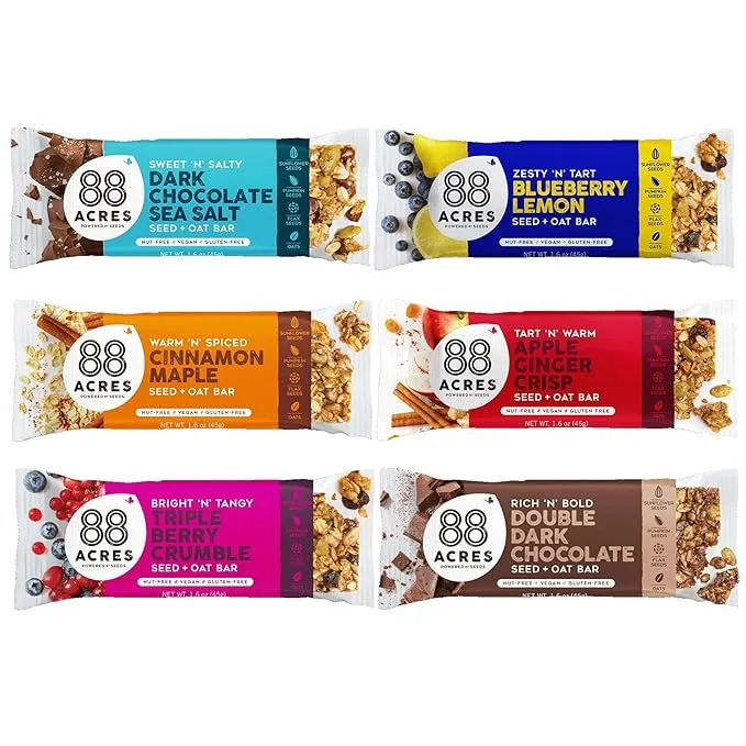 88 Acres Granola Bars | Gluten Free, Nut-Free Oat and Seed Snack Bar | Vegan & Non GMO | 6 Pack (Variety Pack)…