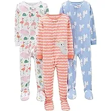 Simple Joys by Carter's Girls' 3-Pack Snug Fit Footed Cotton Pajamas