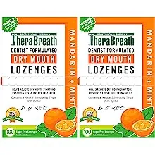 TheraBreath Dry Mouth Lozenges with Zinc, 100 Lozenges, Mandarin Mint, 100 Count (Pack of 2)