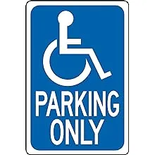 Hy-Ko Products HW-13 Handicap Parking Heavy Duty Aluminum Sign 12" x 18" Blue/White, 1 Piece