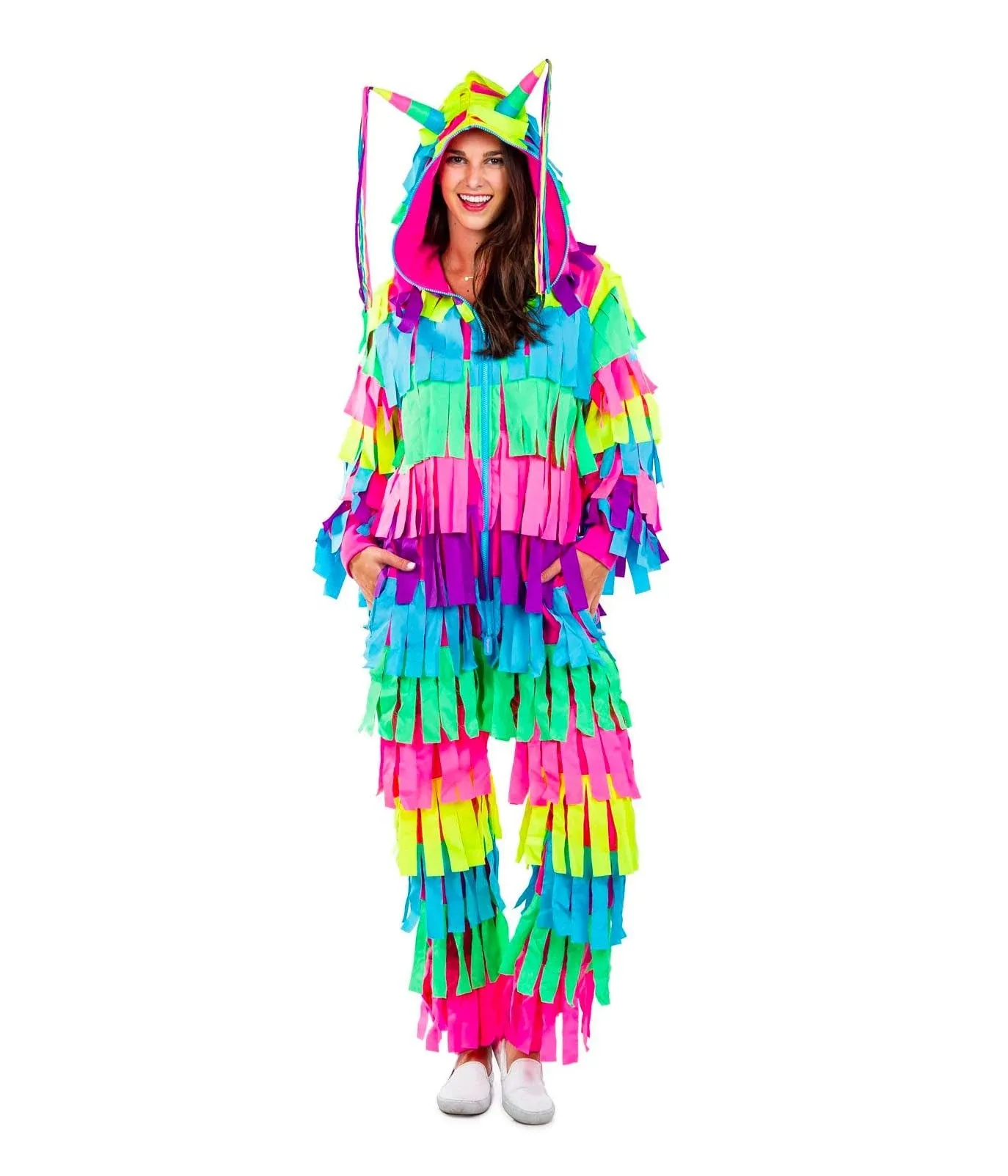 Tipsy Elves Halloween Costumes for Women - Bright Multicolored Pinata Jumpsuit Funny Halloween Costume Adult Onesies