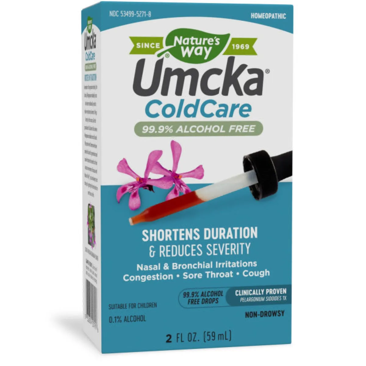 Nature's Way Umcka ColdCare Homeopathic, Shortens Colds, Sore Throat, Cough, and Congestion, Phenylephrine Free, Non-Drowsy, Cherry Flavored, 2 Fl. Oz Drops