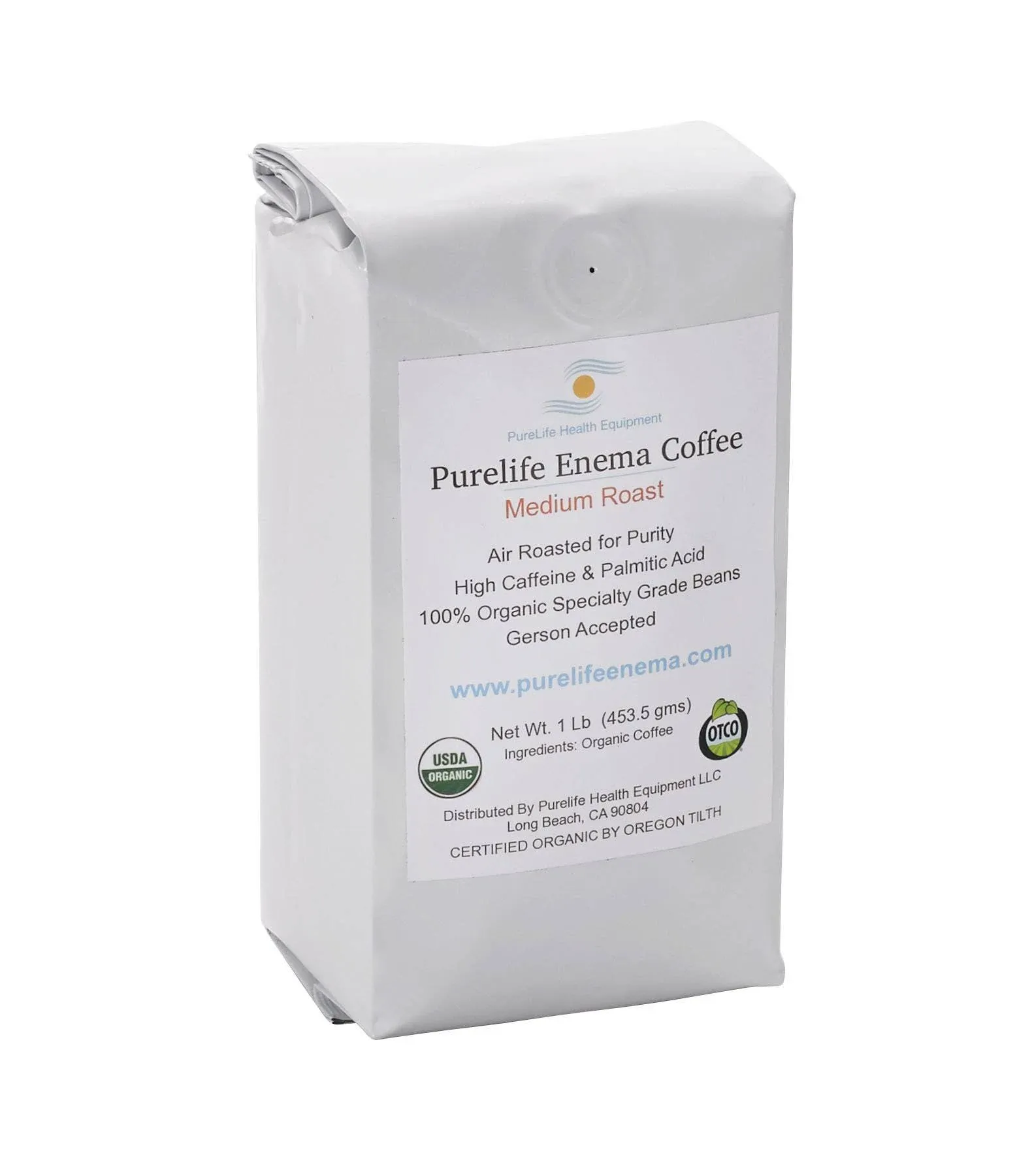 Purelife Mold-Free/Mycotoxin Safe Coffee for Enemas/Lab Tested/WHOLE BEAN - Medium Air Roast -100% Organic/Gerson Recommended - Ships Direct and Fresh From Purelife Enema