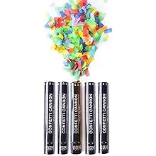 12 inch Confetti Cannons Multicolor | Biodegradable Confetti & Air Powered | Launches 20-25ft | Celebrations, New Year's Eve, Birthdays and Weddings (5 Pack)