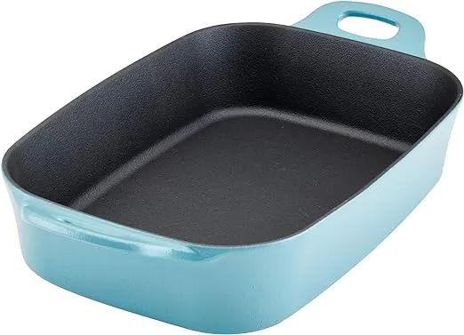 Rachael Ray 9" x 13" Nitro Cast Iron Roasting Pan Agave Blue