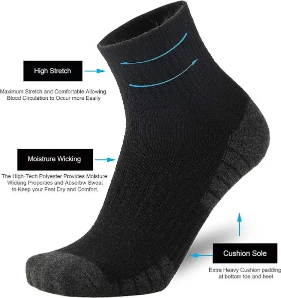 ONKE Cotton Low Cut Quarter Socks for Men Athletic Sport Work with Thick Cushion