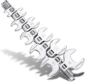 WORKPRO 3/8" Drive Crowfoot Wrench Set, 10-Piece SAE Crowfoot Wrench with Clip-on Organizer, 3/8”-1”, Great for Automotive Repair Work Hard-To-Reach Areas